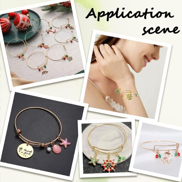 Gold Expandable Bangle Set - 12 Pcs Adjustable Blank Bracelets for Jewelry Art - Picture 5 of 6